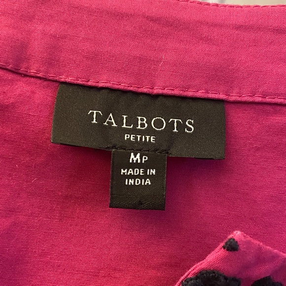 Talbots Magenta Blouse with Black Embroidered Detail & Bell Sleeves - Picture 2 of 11
